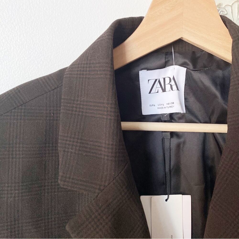 Zara Plaid Cropped Blazer Jacket - Picture 3 of 8
